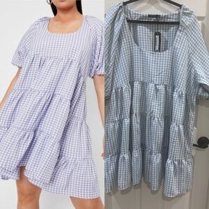 Nasty Gal Blue and White Checkered Gingham Dress Size 18